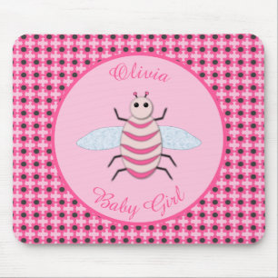 Pretty Pink Baby Girl Bee Custom Mouse Mat
