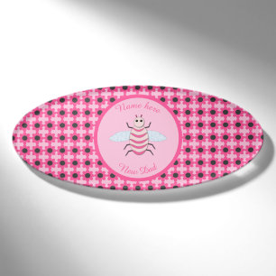 Pretty Pink Baby Girl Bee Custom Name Tag