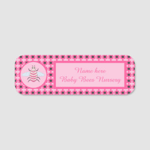 Pretty Pink Baby Girl Bee Custom Nursery Name Tag