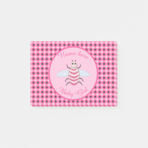 Pretty Pink Baby Girl Bee Custom Post-it Notes