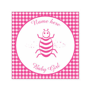 Pretty Pink Baby Girl Bee Custom Self-inking Stamp