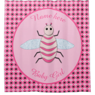Pretty Pink Baby Girl Bee Custom Shower Curtain