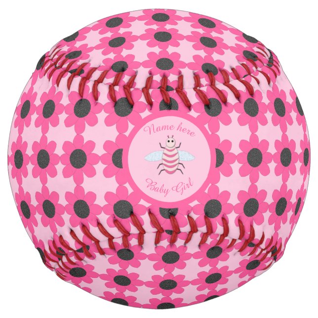 Pretty Pink baby Girl Bee Custom Softball (Front)