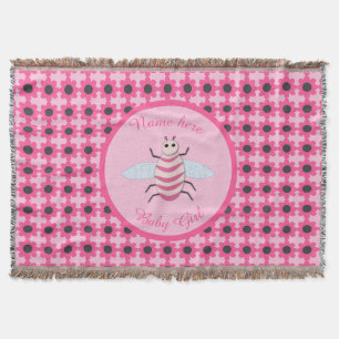 Pretty Pink Baby Girl Bee Custom Throw Blanket