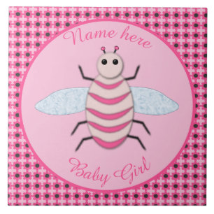 Pretty Pink Baby Girl Bee Custom Tile