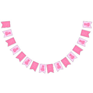 Pretty Pink Baby Girl Cat Custom Baby Shower Bunting