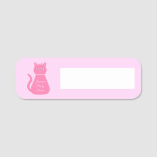 Pretty Pink Baby Girl Cat Custom Baby Shower Name Tag