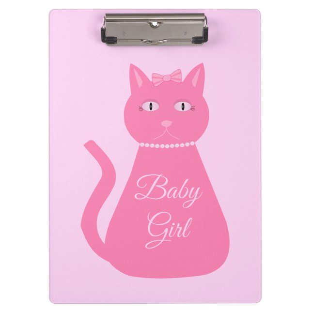 Pretty Pink Baby Girl Cat Custom Clipboard (Front)