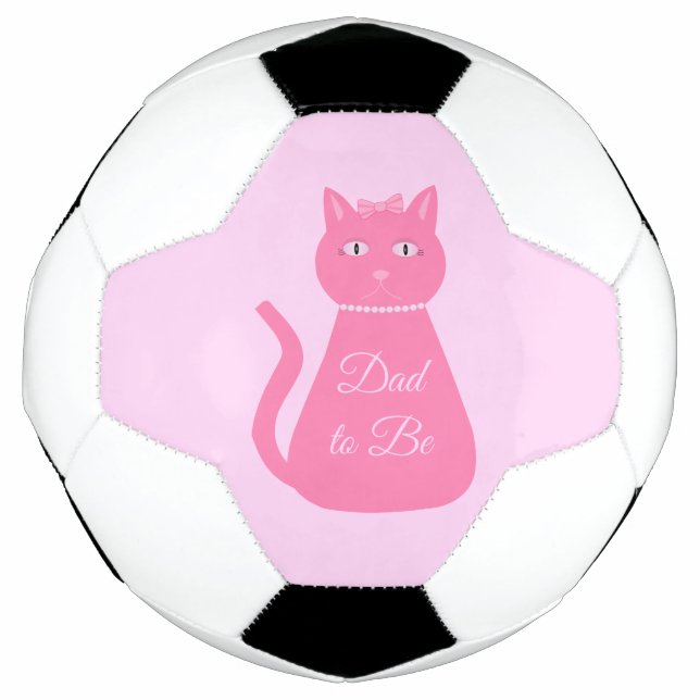 Pretty Pink Baby Girl Cat Custom Dad to Be Football (Front)