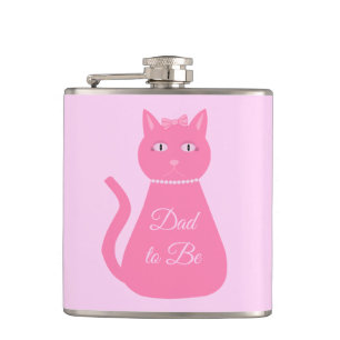 Pretty Pink Baby Girl Cat Custom Dad to Be Hip Flask