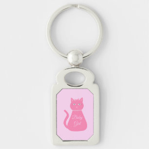 Pretty Pink Baby Girl Cat Custom Key Ring