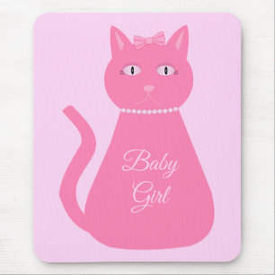 Pretty Pink Baby Girl Cat Custom Mouse Mat