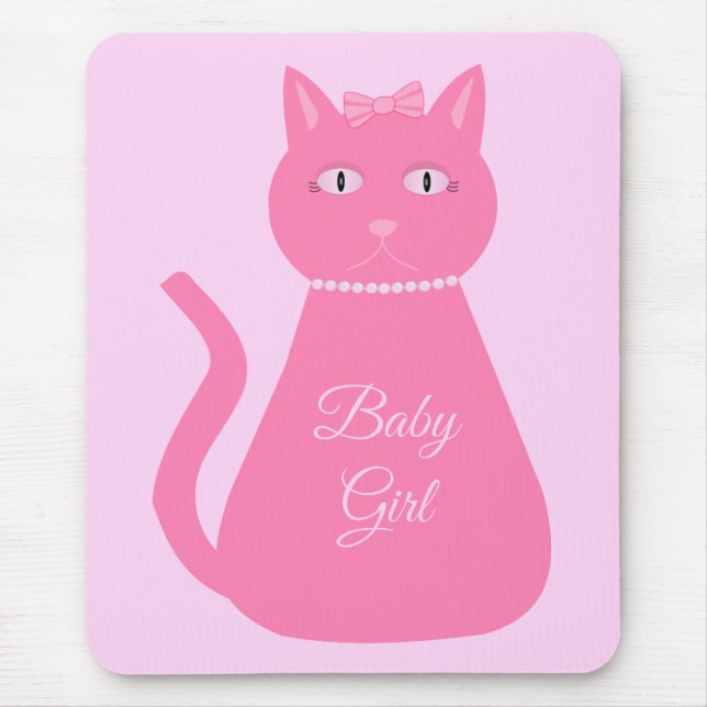 Pretty Pink Baby Girl Cat Custom Mouse Mat (Front)