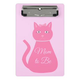 Pretty Pink Baby Girl Cat Custom Mum to be Mini Clipboard