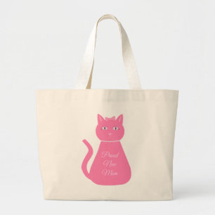 Pretty Pink Baby Girl Cat Custom New Mum Large Tote Bag