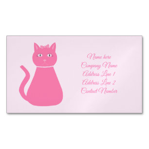 Pretty Pink Baby Girl Cat Custom Pet Sitter Magnetic Business Card