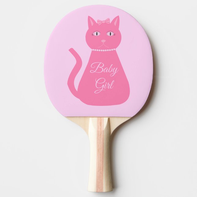 Pretty Pink Baby Girl Cat Custom Ping Pong Paddle (Front)