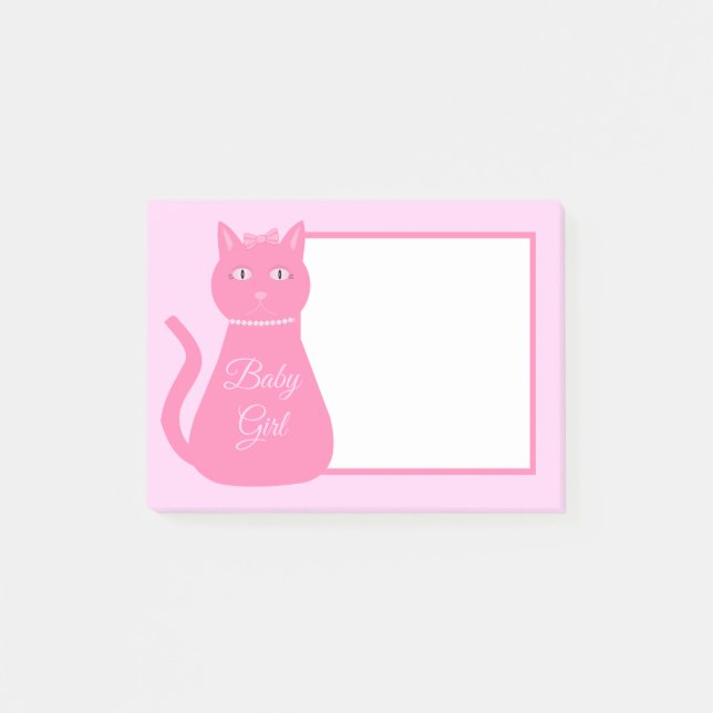 Pretty Pink Baby Girl Cat Custom Post-it Notes (Front)