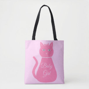 Pretty Pink Baby Girl Cat Custom Tote Bag