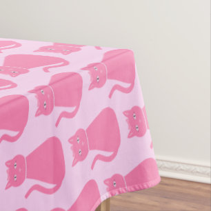 Pretty Pink Baby Girl Cat Patterned Tablecloth