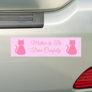 Pretty Pink Baby Girl Cat Pregnant Custom Bumper Sticker