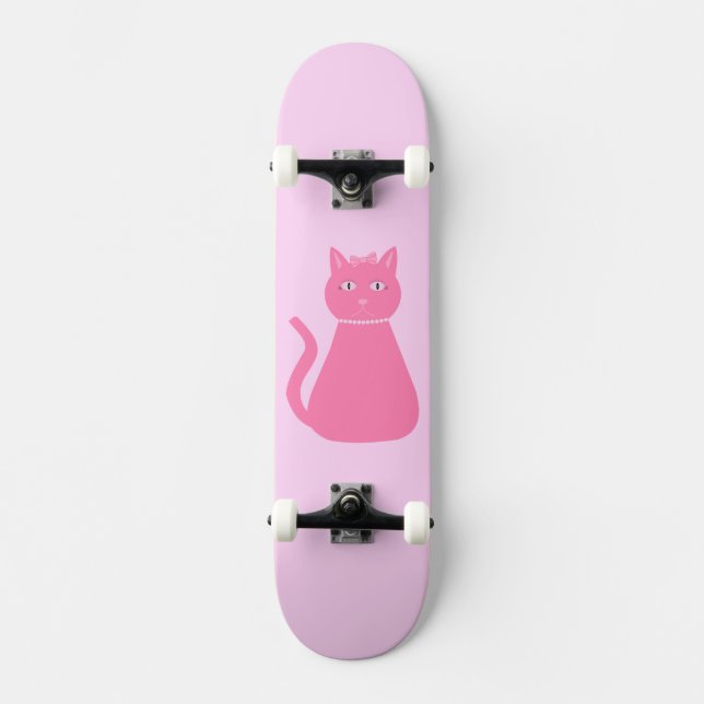 Pretty Pink Baby Girl Cat Skateboard (Front)