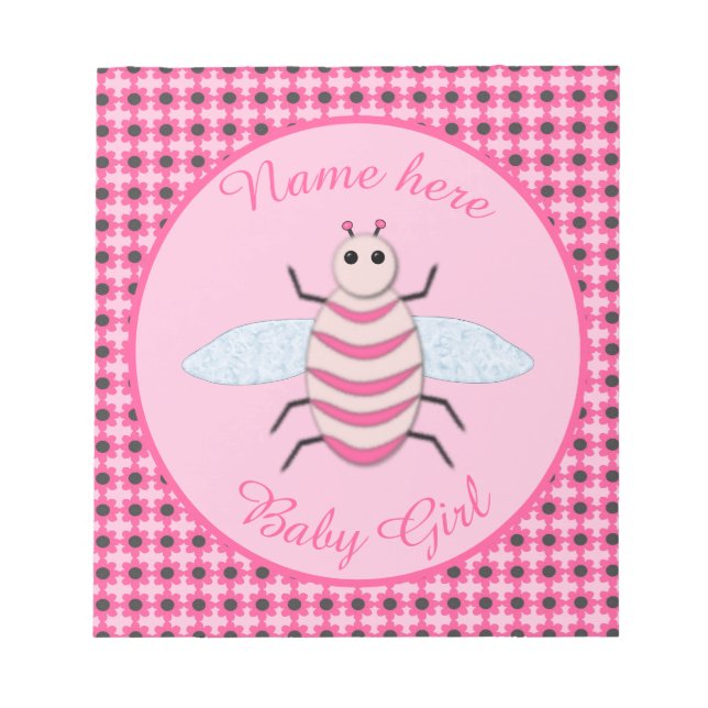 Pretty Pink Baby Girl Custom Notepad (Front)