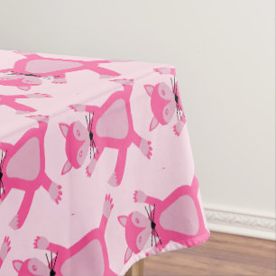 Pretty Pink Baby Girl Fox Baby Shower Patterned Tablecloth