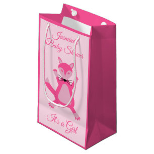 Pretty Pink Baby Girl Fox Custom Baby Shower Small Gift Bag