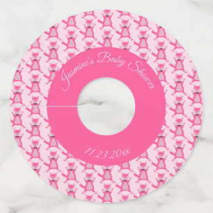 Pretty Pink Baby Girl Fox Custom Baby Shower Wine Glass Tag