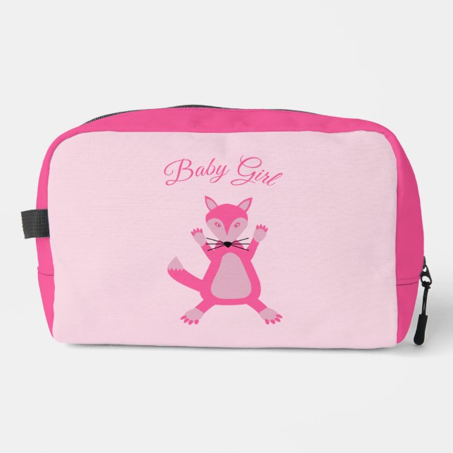 Pretty Pink Baby Girl Fox Custom Dopp Kit (Front)