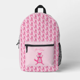 Pretty Pink Baby Girl Fox Custom Gender Reveal Printed Backpack