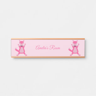 Pretty Pink Baby Girl Fox Custom Name Door Sign