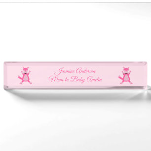Pretty Pink Baby Girl Fox Custom Nameplate
