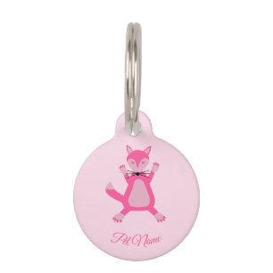 Pretty Pink Baby Girl Fox Custom Pet Name Tag