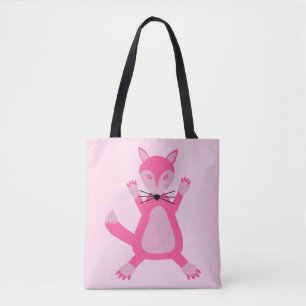 Pretty Pink Baby Girl Fox Double Sided Print Tote Bag
