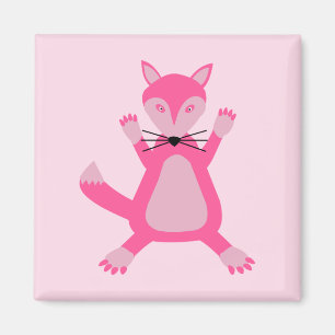 Pretty Pink Baby Girl Fox Magnet
