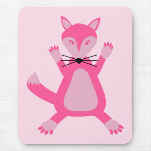 Pretty Pink Baby Girl Fox Mouse Mat
