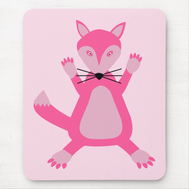 Pretty Pink Baby Girl Fox Mouse Mat (Front)