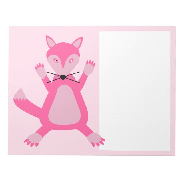 Pretty Pink Baby Girl Fox Notepad (Front)