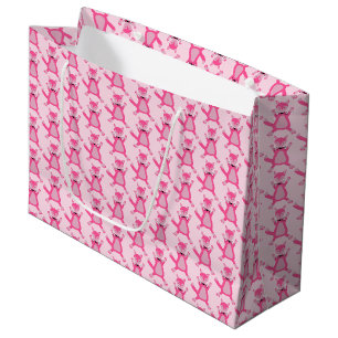 Pretty Pink Baby Girl Fox Patterned Baby Shower Large Gift Bag