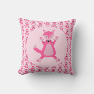 Pretty Pink Baby Girl Fox Patterned Double Sided Cushion
