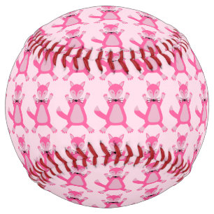 Pretty Pink Baby Girl Fox Patterned Softball