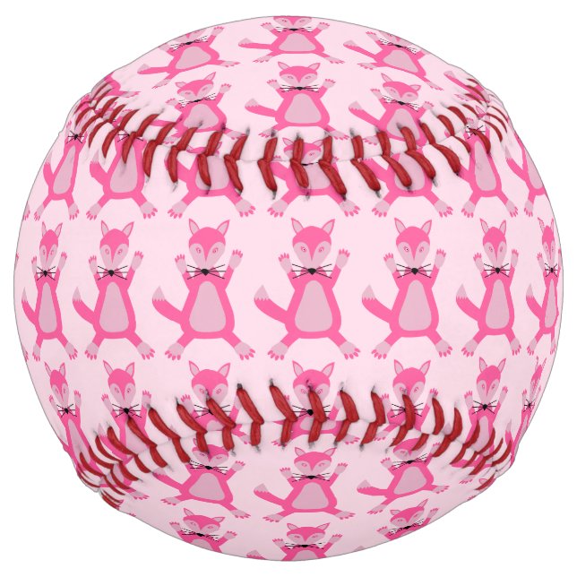 Pretty Pink Baby Girl Fox Patterned Softball (Front)