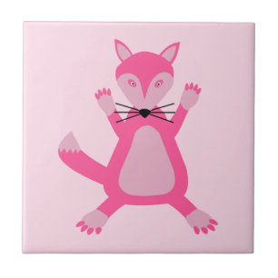 Pretty Pink Baby Girl Fox Tile