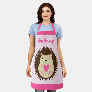Pretty Pink Baby Girl Hedgehog Custom Apron