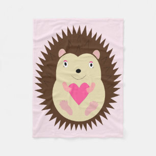 Pretty Pink Baby Girl Hedgehog Fleece Blanket
