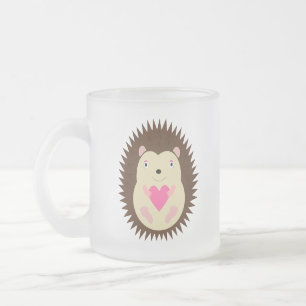 Pretty Pink Baby Girl Hedgehog Frosted Glass Coffee Mug