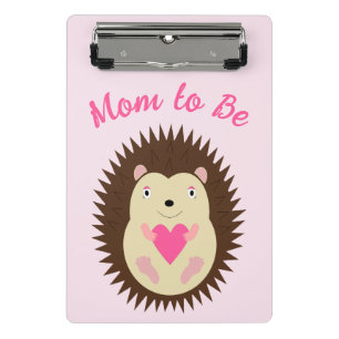 Pretty Pink Baby Girl Hedgehog Mum to be Mini Clipboard