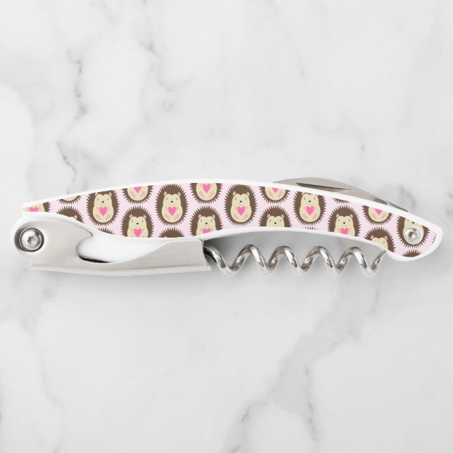Pretty Pink Baby Girl Hedgehog Patterned Corkscrew (Front)